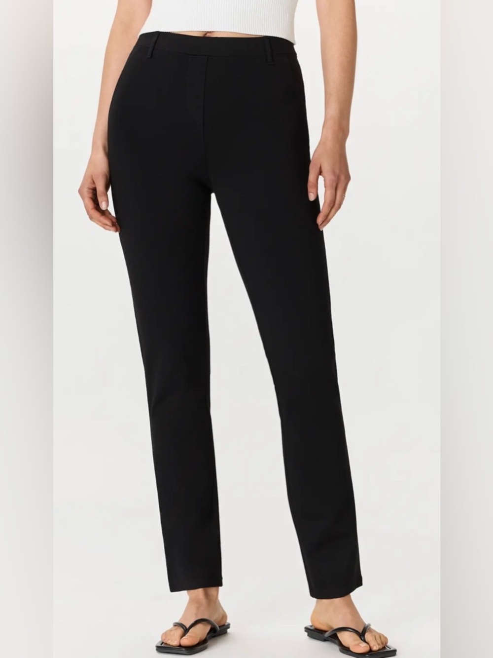 QUINCE Ultra-Stretch Ponte Straight Leg Pants Women Large Petite Black NWT